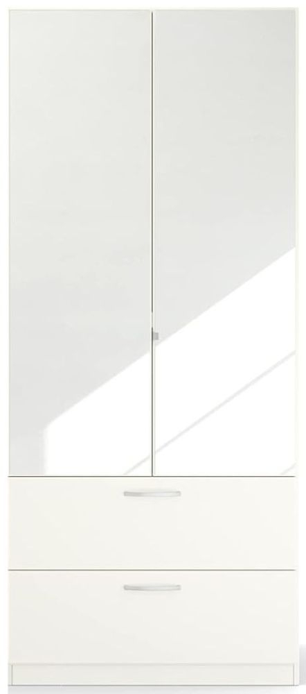 Rauch Quadraspin 2 Door 2 Mirror White Combi Wardrobe 91cm
