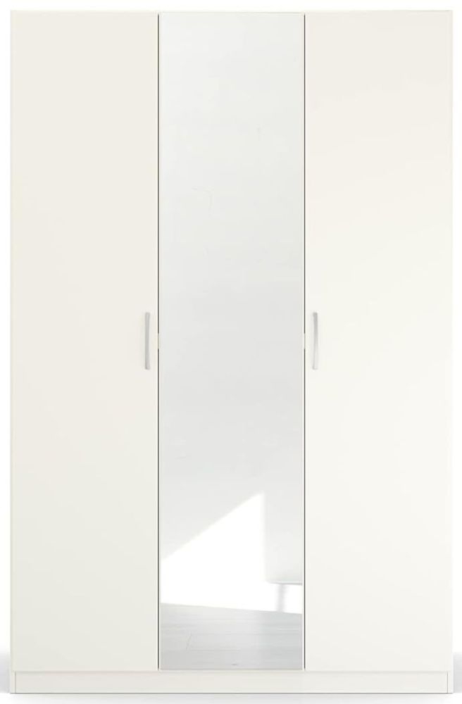 Rauch Quadraspin 3 Door 1 Mirror White Wardrobe 136cm