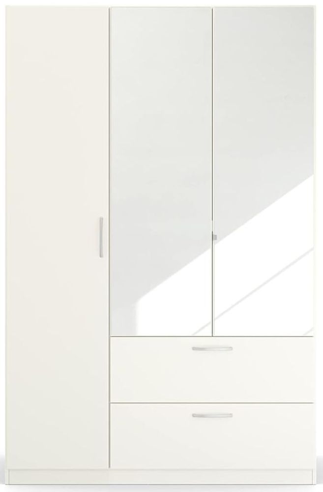 Rauch Quadraspin 3 Door 2 Mirror White Combi Wardrobe 136cm