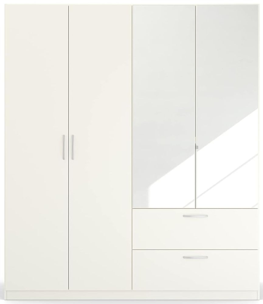Rauch Quadraspin 4 Door 2 Mirror White Combi Wardrobe 181cm