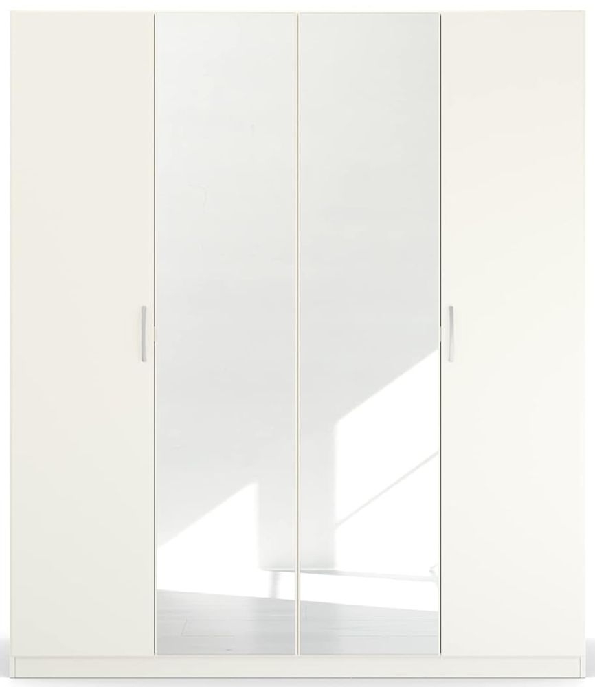 Rauch Quadraspin 4 Door 2 Mirror White Wardrobe 181cm