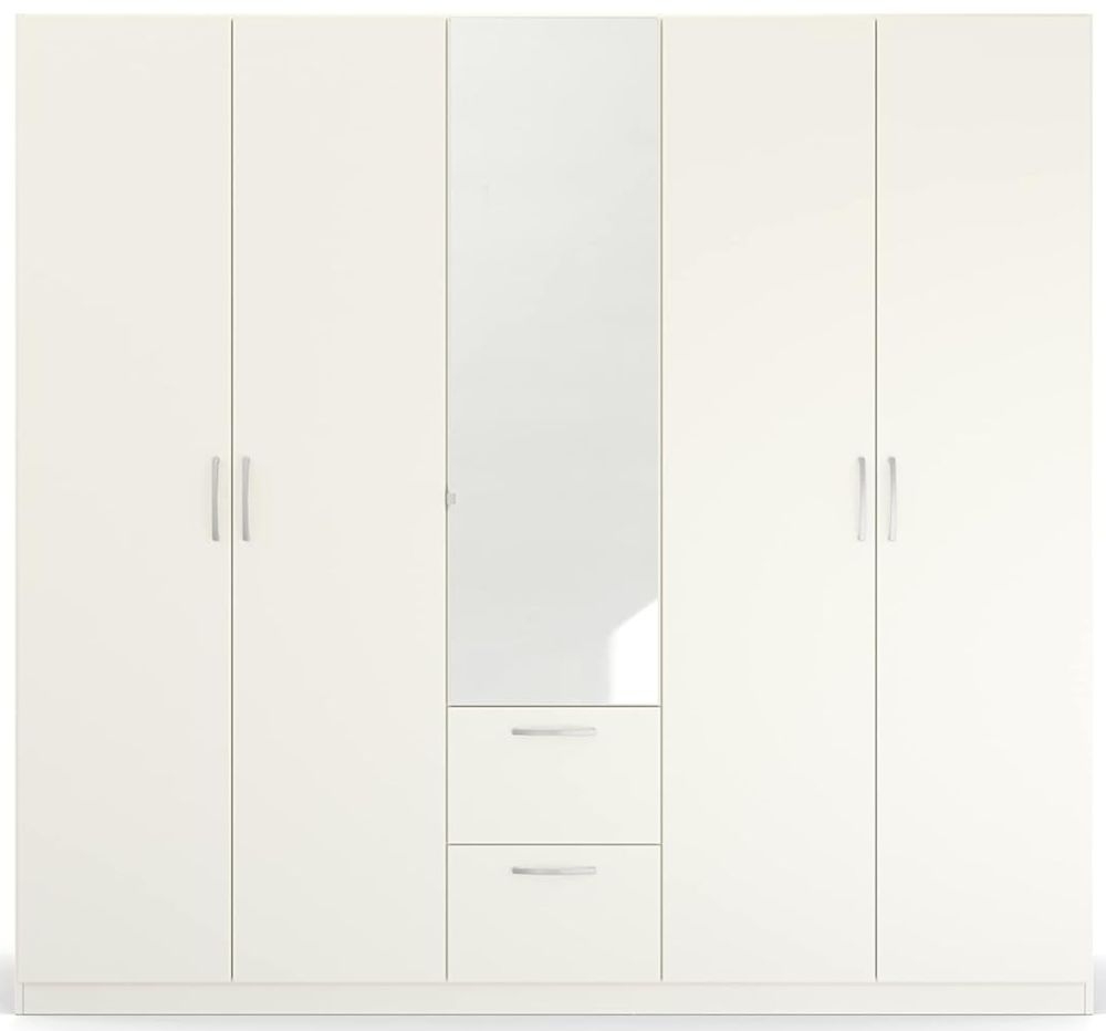 Rauch Quadraspin 5 Door 1 Mirror White Combi Wardrobe 226cm
