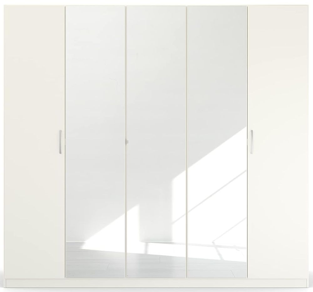 Rauch Quadraspin 5 Door 3 Mirror White Wardrobe 226cm