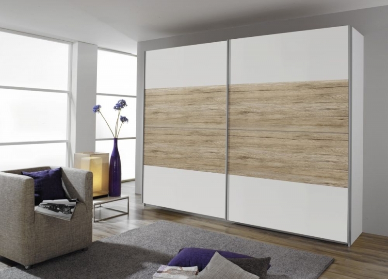 Rauch Quadra 2 Door Sliding Wardrobe In White And Oak W 271cm