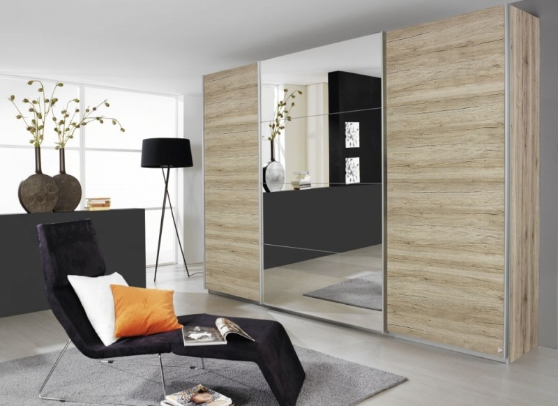 Rauch Quadra 3 Door Mirror Sliding Wardrobe In Sonoma Oak W 315cm