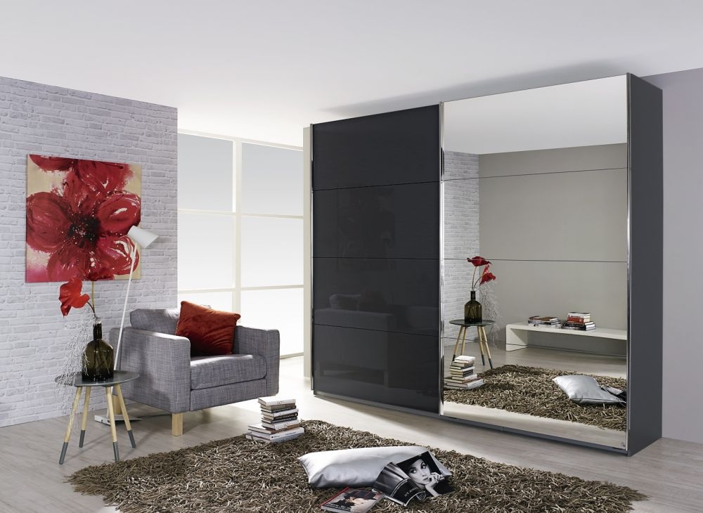 Rauch Quadra Sliding Wardrobe With Glass And Mirror Front