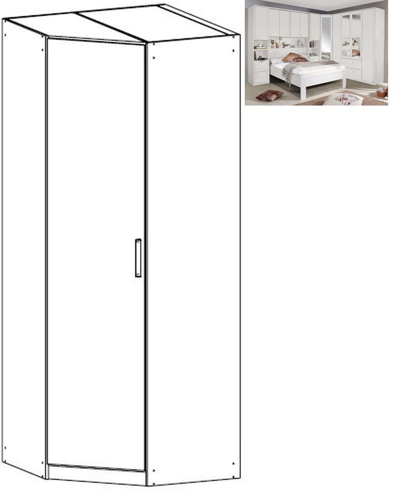 Rauch Rivera 1 Door Corner Wardrobe With Cornice In Alpine White