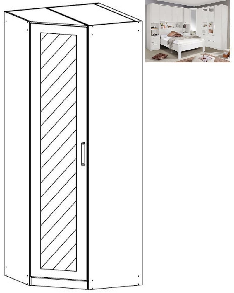 Rauch Rivera 1 Mirror Door Corner Wardrobe With Cornice In Alpine White