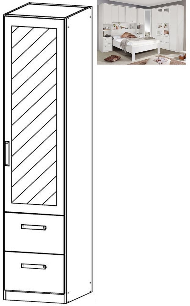 Rauch Rivera 1 Right Mirror Door 2 Drawer Combi Wardrobe With Cornice In Alpine White