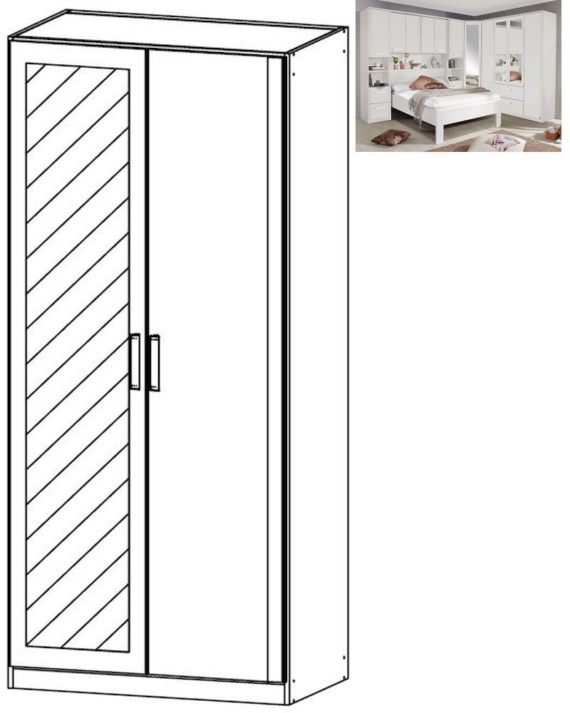 Rauch Rivera 2 Door 1 Mirror Wardrobe With Cornice In Alpine White