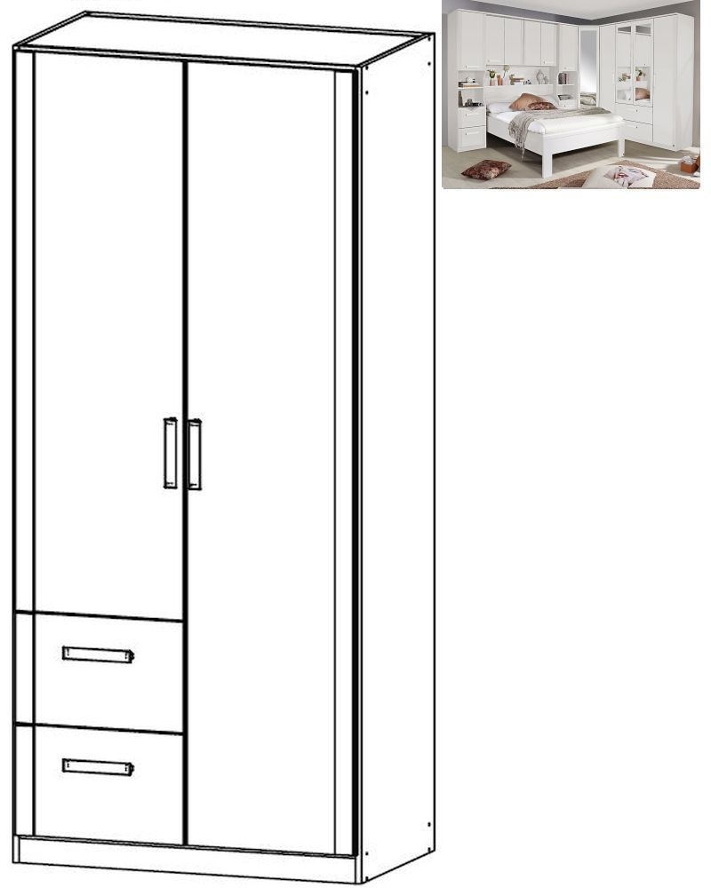 Rauch Rivera 2 Door 2 Left Drawer Combi Wardrobe With Cornice In Alpine White