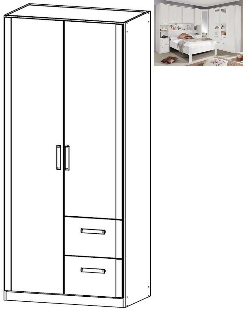 Rauch Rivera 2 Door 2 Right Drawer Combi Wardrobe With Cornice In Alpine White