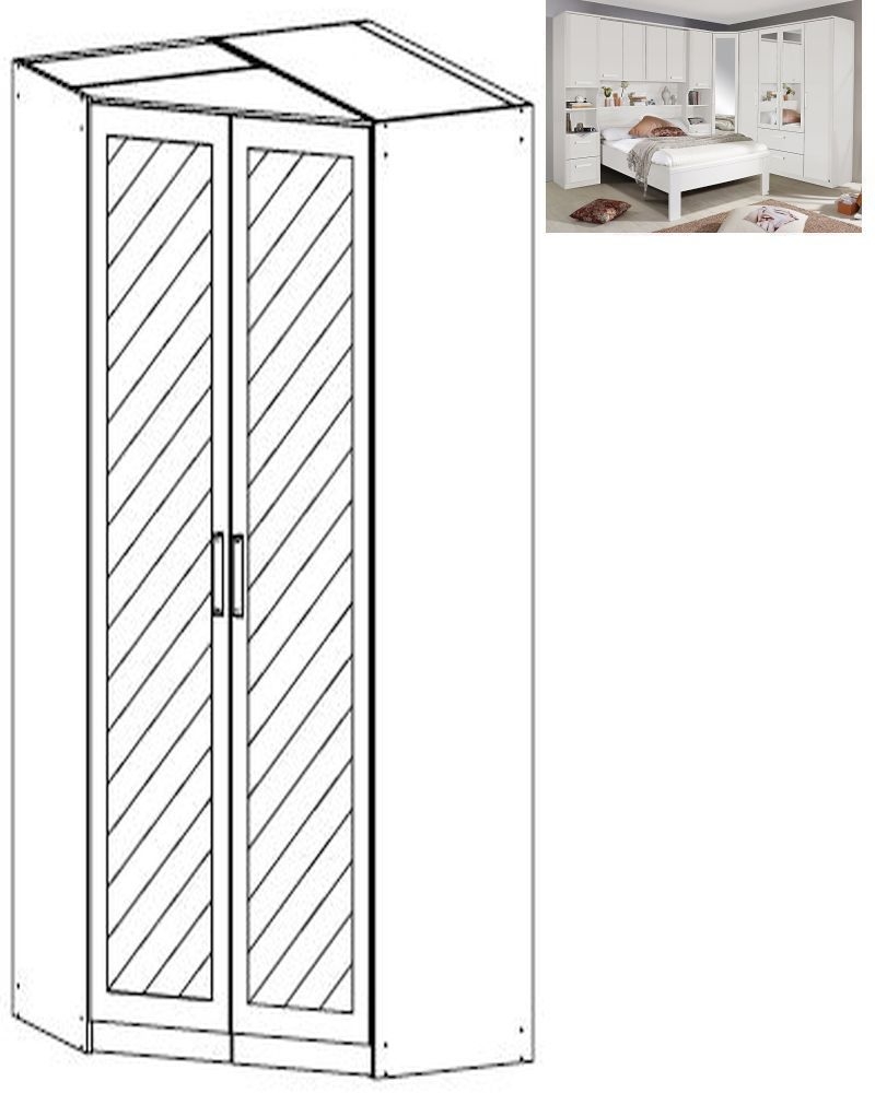 Rauch Rivera 2 Mirror Door Corner Wardrobe With Cornice In Alpine White