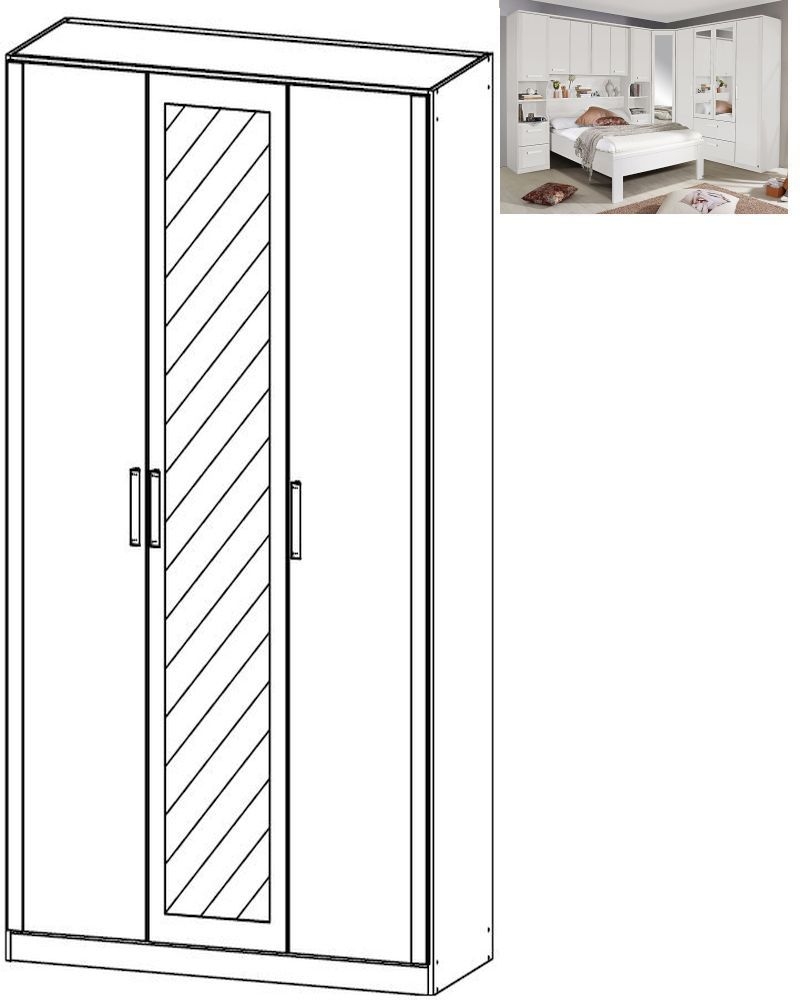 Rauch Rivera 3 Door 1 Mirror Wardrobe With Cornice In Alpine White