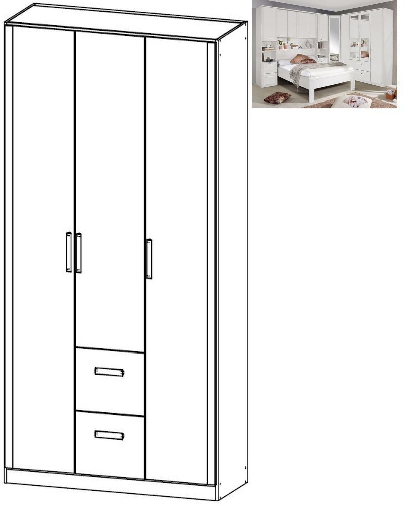 Rauch Rivera 3 Door 2 Drawer Combi Wardrobe With Cornice In Alpine White