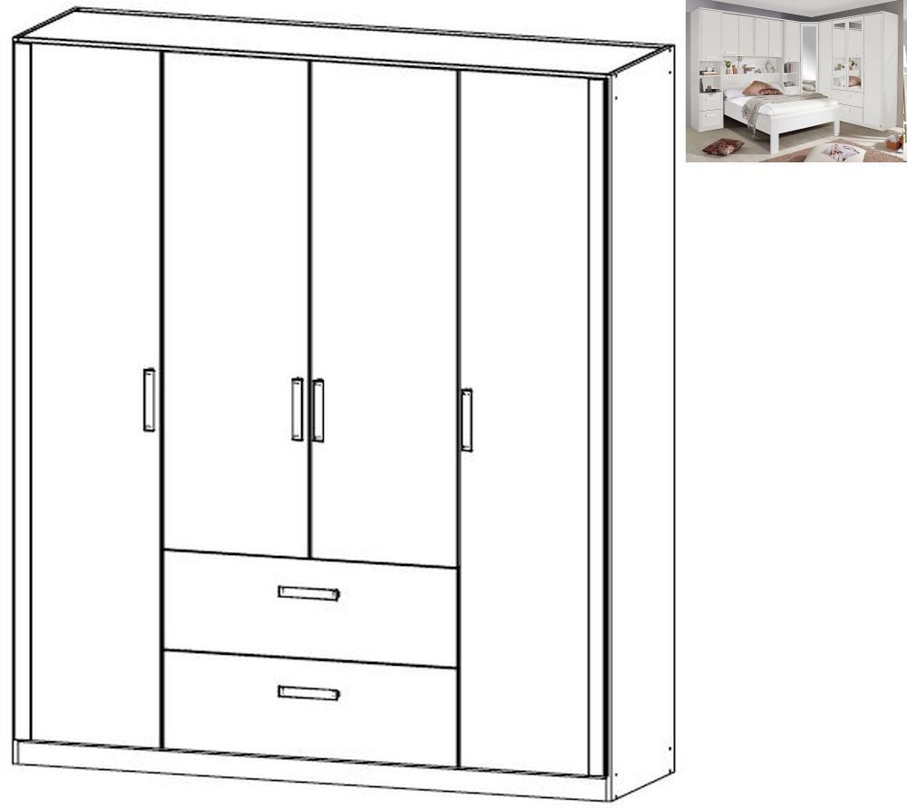 Rauch Rivera 4 Door 2 Drawer Combi Wardrobe With Cornice In Alpine White