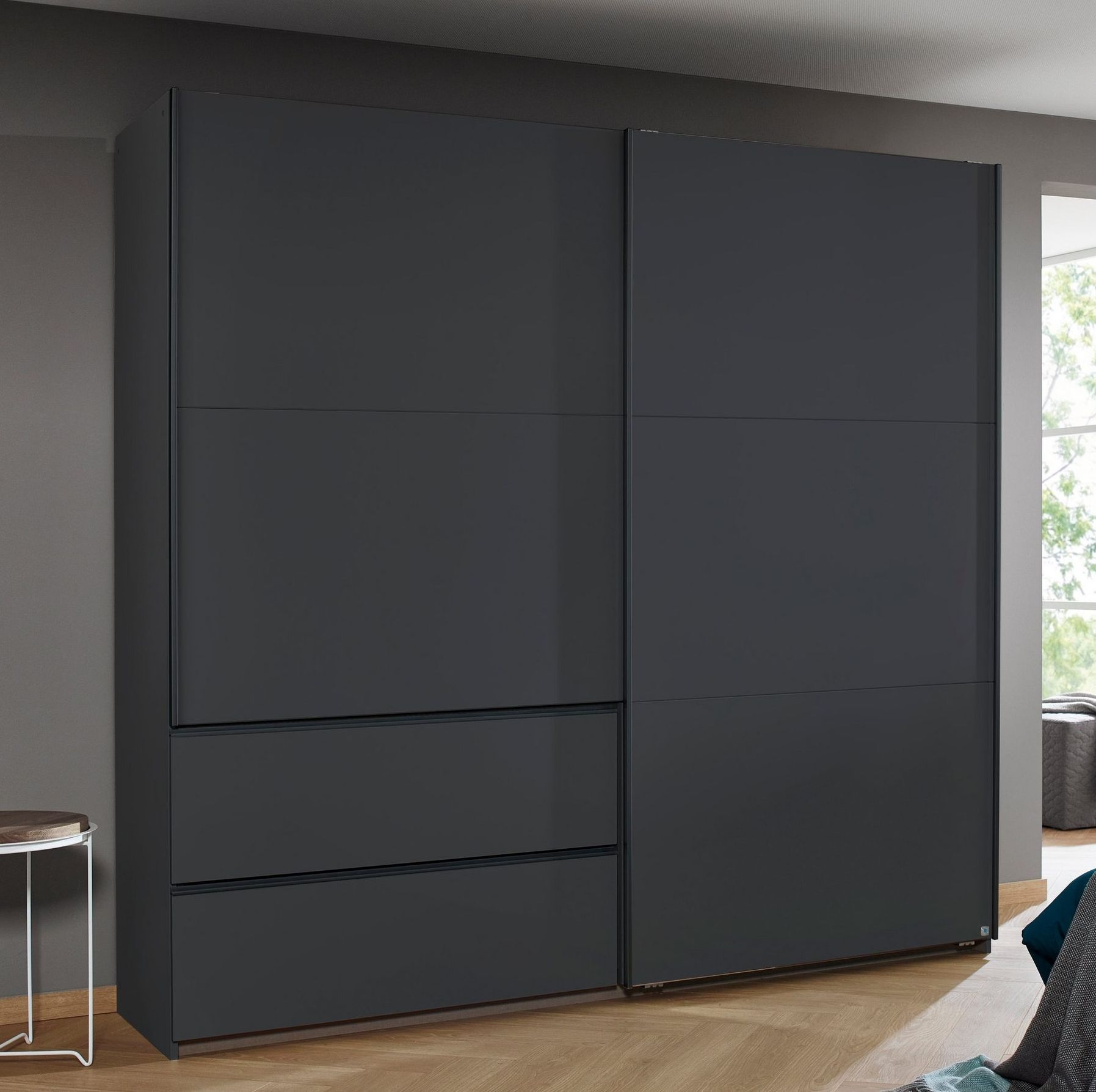 Rauch Sevilla Metallic Grey 2 Door 2 Drawer Combi Sliding Wardrobe 218cm