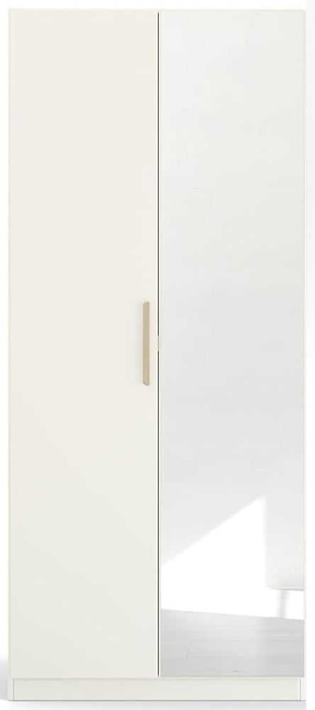 Rauch Skandi Quadraspin 2 Door 1 Mirror White Wardrobe 91cm