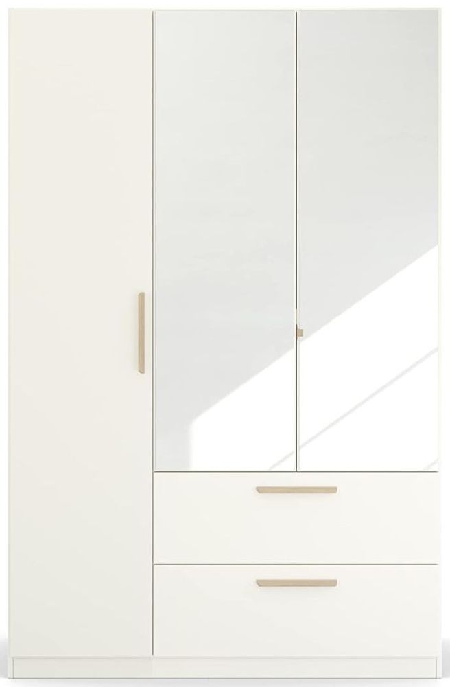 Rauch Skandi Quadraspin 3 Door 2 Mirror White Combi Wardrobe 136cm