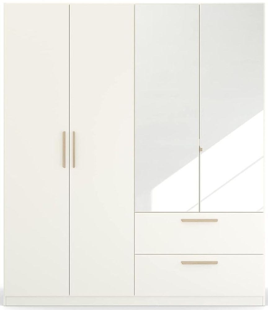 Rauch Skandi Quadraspin 4 Door 2 Mirror White Combi Wardrobe 181cm