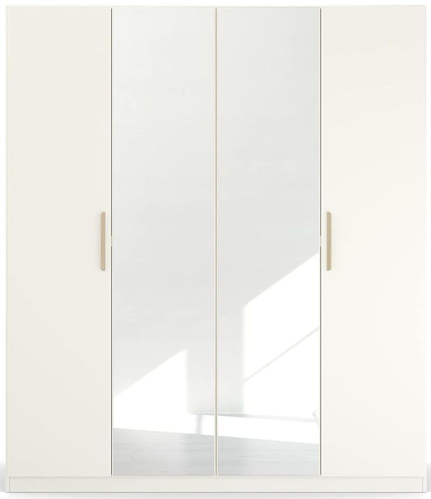 Rauch Skandi Quadraspin 4 Door 2 Mirror White Wardrobe 181cm