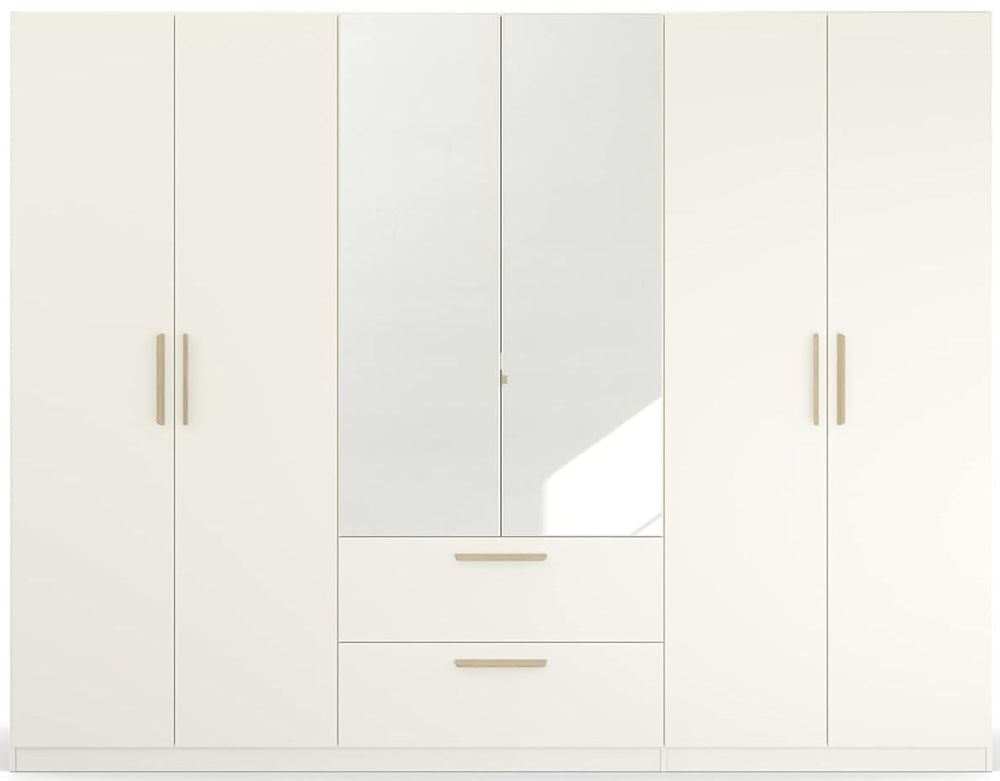 Rauch Skandi Quadraspin 6 Door 2 Mirror White Combi Wardrobe 271cm