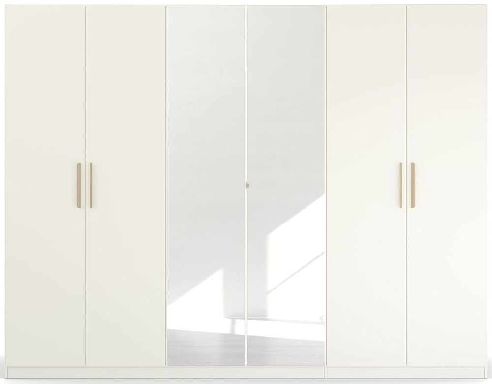 Rauch Skandi Quadraspin 6 Door 2 Mirror White Wardrobe 271cm