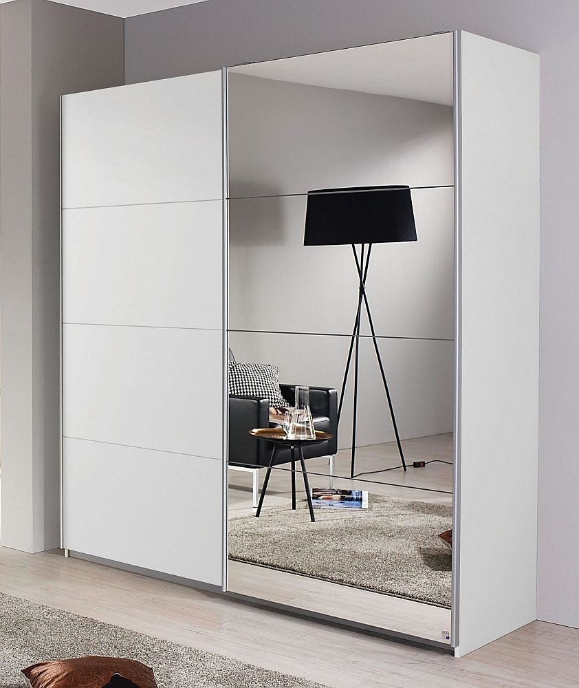 Rauch Subito Alpine White 2 Door Sliding Wardrobe With 1 Mirror Front 136cm