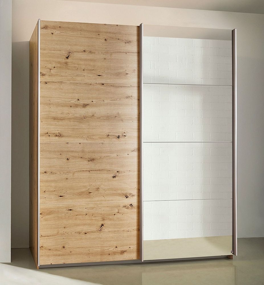 Rauch Subito Artisan Oak 2 Door Sliding Wardrobe With 1 Mirror Front 181cm