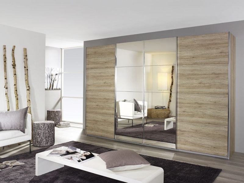 Rauch Syncrono 4 Door Mirror Sliding Wardrobe In Oak W 361cm