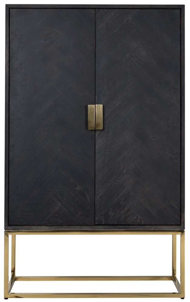 Blackbone Black Oak And Gold 2 Door Low Display Cabinet