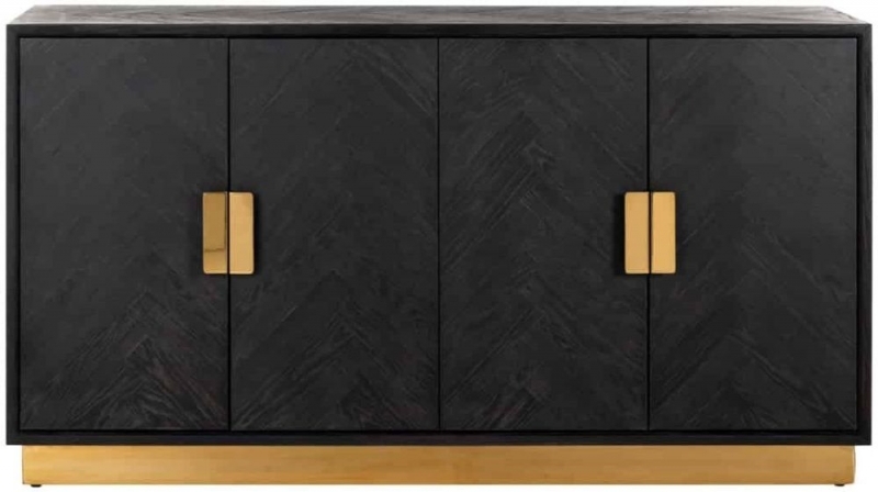 Blackbone Black Oak And Gold 4 Door Sideboard