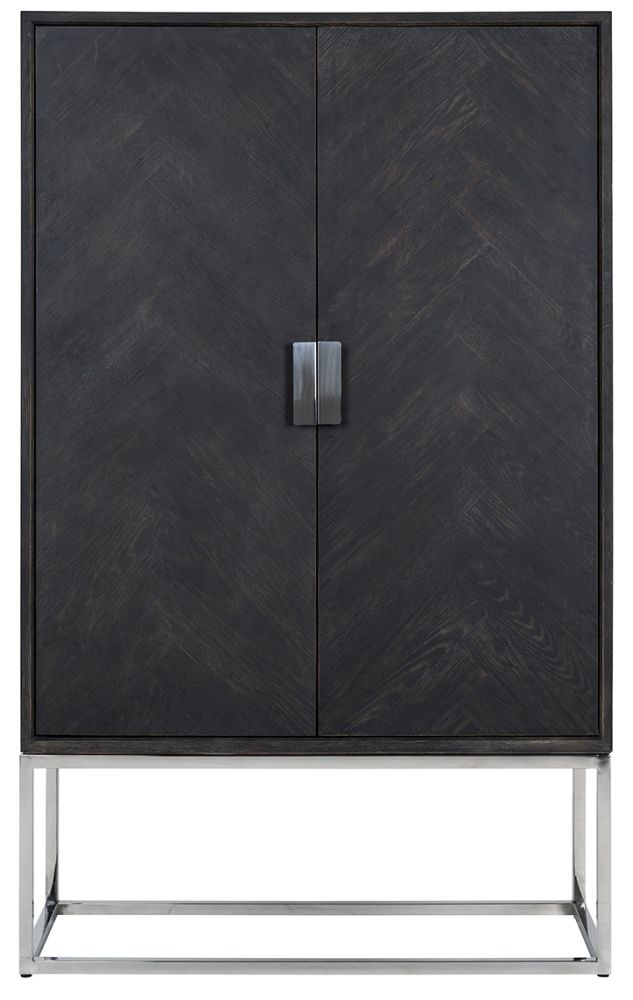 Blackbone Black Oak And Silver 2 Door Low Display Cabinet