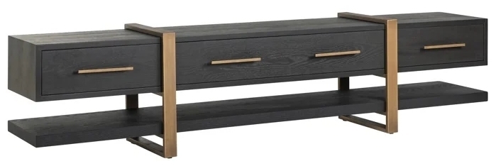 Cambon Dark Coffee Tv Unit 240cm W With Storage For Television Upto 65in Plasma