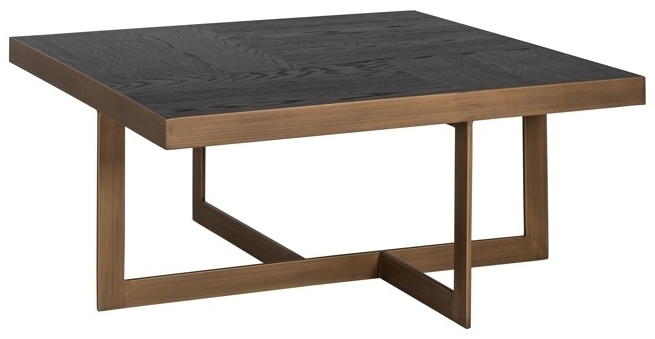 Cambon Oak Tray Top Square Coffee Table With Metal Frame