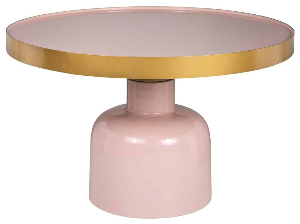 Candy Pink Glass Round Coffee Table