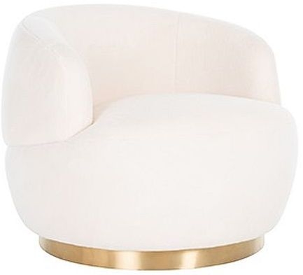 Teddy White Faux Sheep And Brushed Gold Swivel Easy Chair