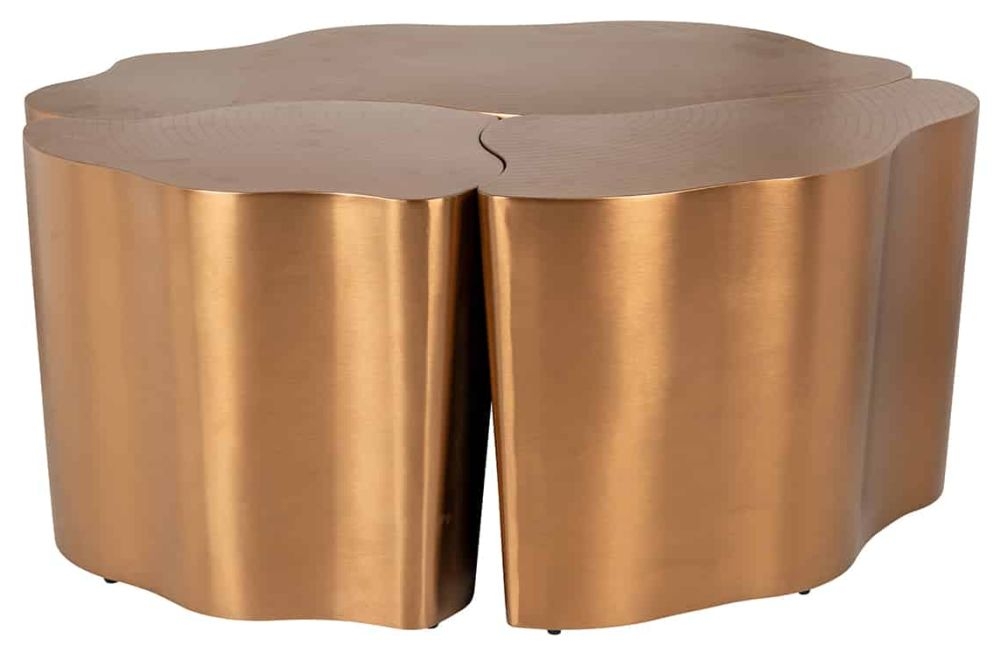 Tree Brushed Gold Coffee Table Set Of 3