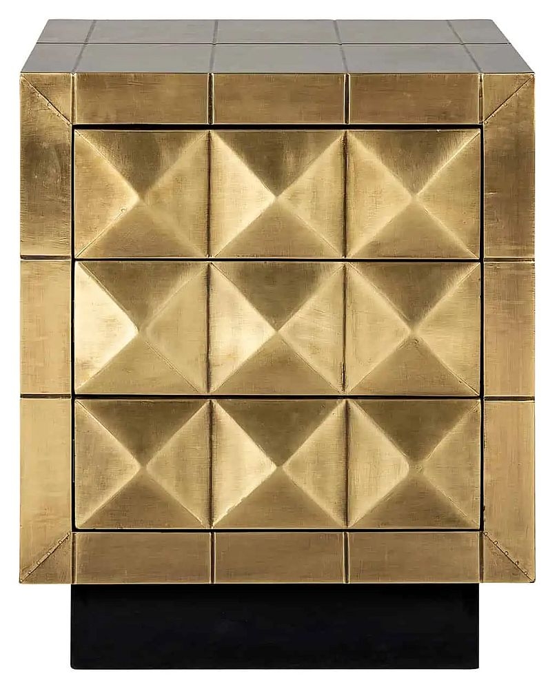 Collada Brushed Gold 3 Drawer Bedside Cabinet