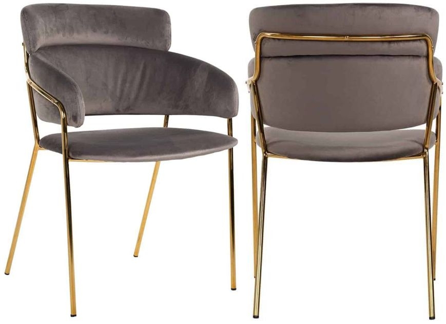 Angelica Quartz Stone Velvet And Gold Dining Chair Pair