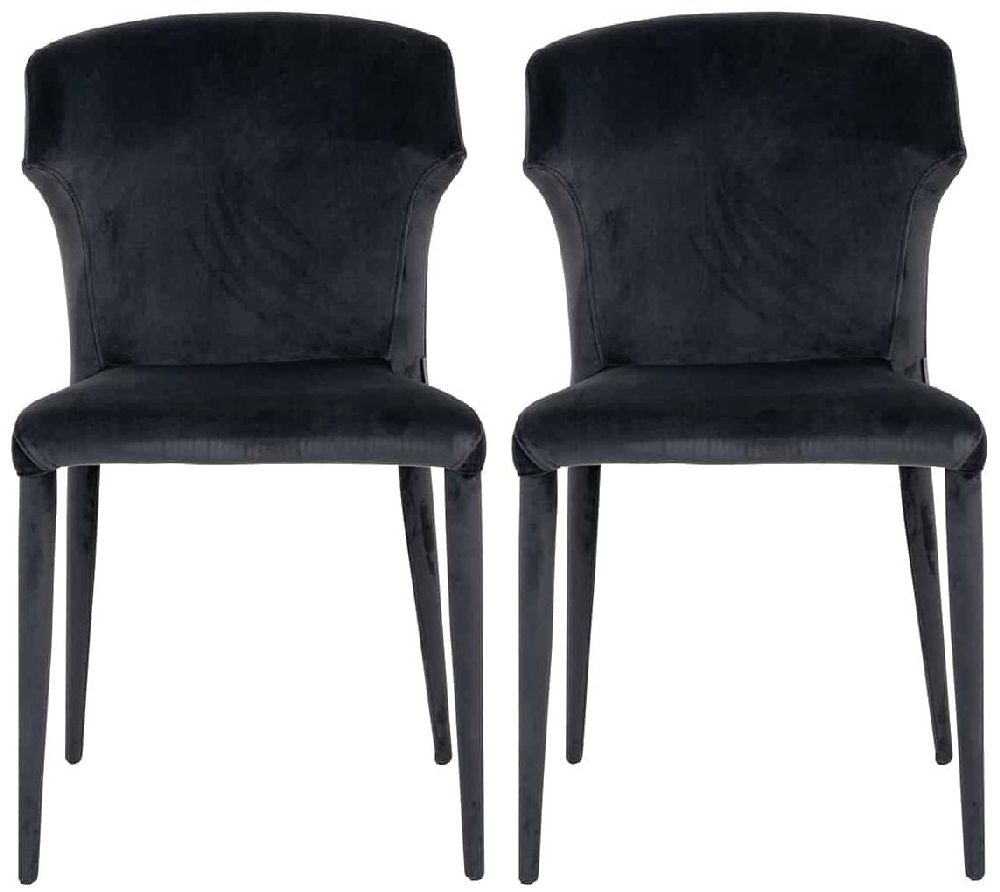 Piper Antraciet Velvet Dining Chair Pair