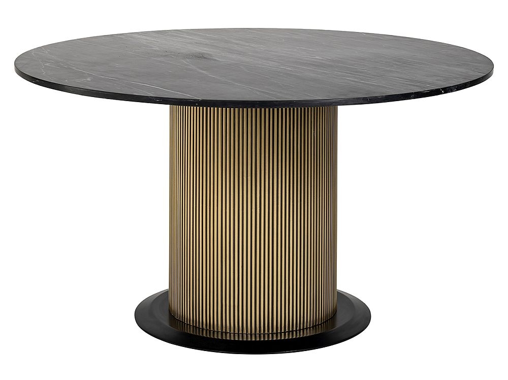 Ironville Golden And Black Marble Top 6 Seater Round Dining Table 140cm