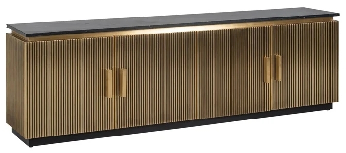 Ironville Golden And Black Marble Top 4 Door Tv Unit