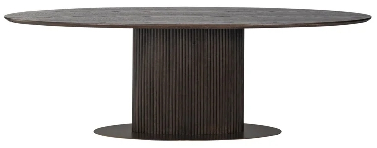 Luxor Brown Fluted Ribbed Dining Table 300cm Seats 10 To 12 Diners Oval Top