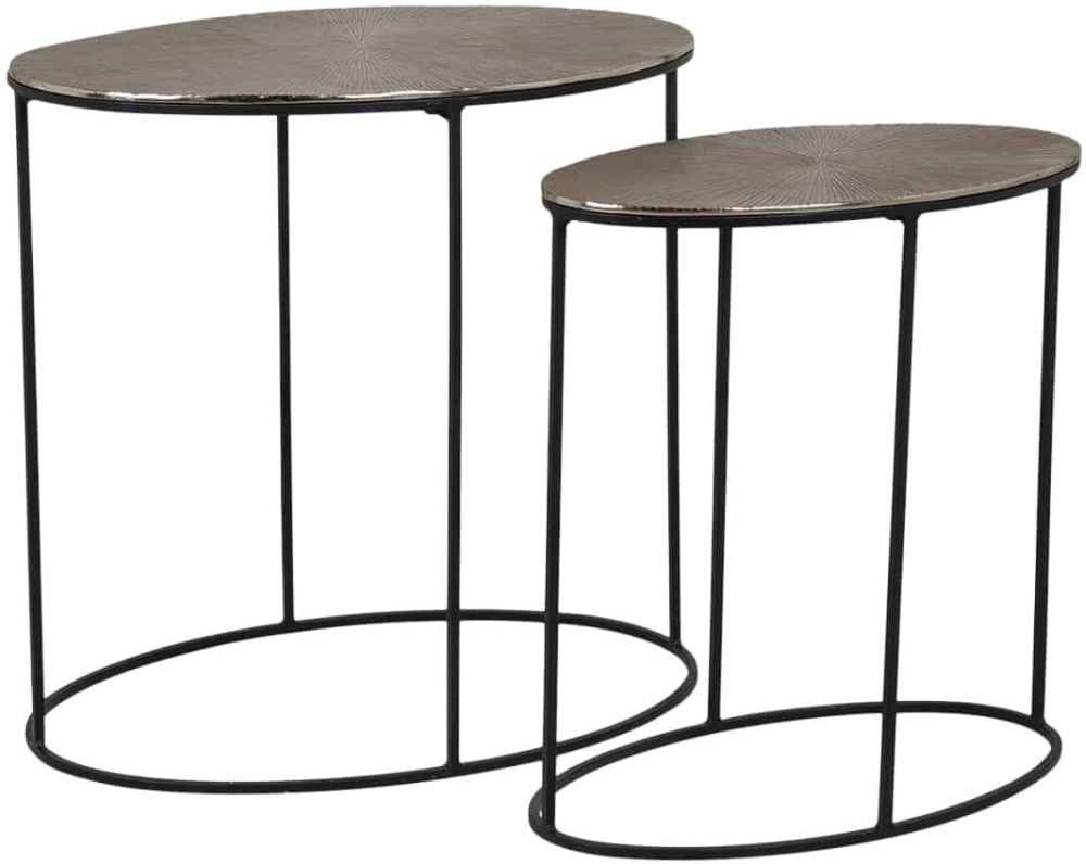 Jude Aluminium Oval Side Table Set Of 2 Clearance Fs418