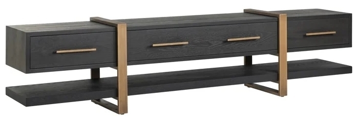 Clearance Cambon Dark Coffee Tv Unit 240cm W With Storage For Television Upto 65in Plasma Fss14836