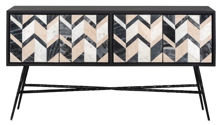 Rostelli Black Large Sideboard 150cm W With 4 Doors