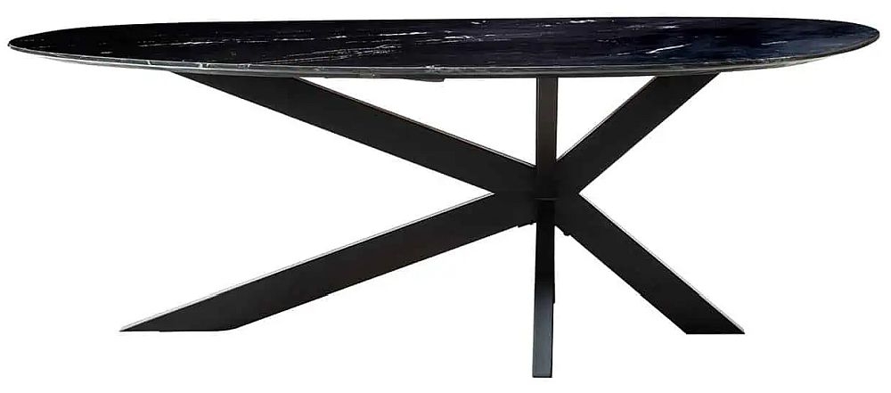 Trocadero Black Marble 220cm Dining Table With Spider Legs