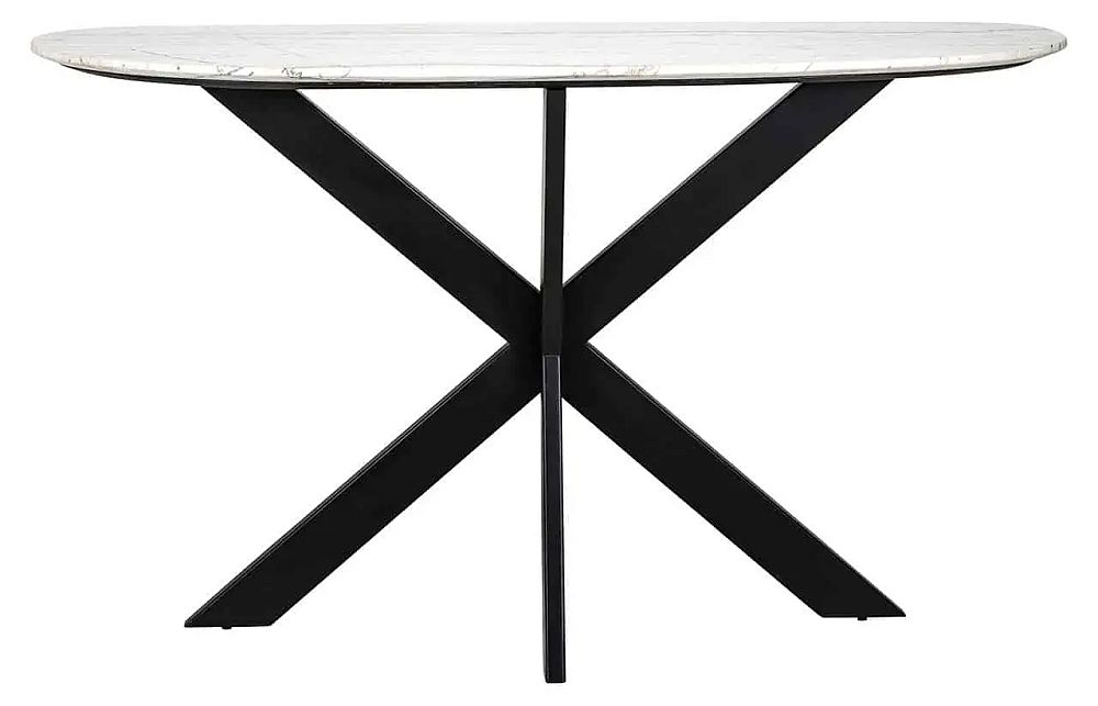 Trocadero White Marble And Black Console Table With Spider Legs