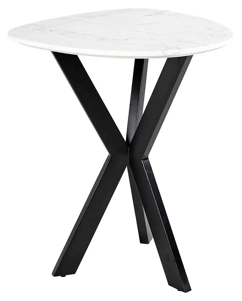 Trocadero White Marble And Black Side Table With Spider Legs